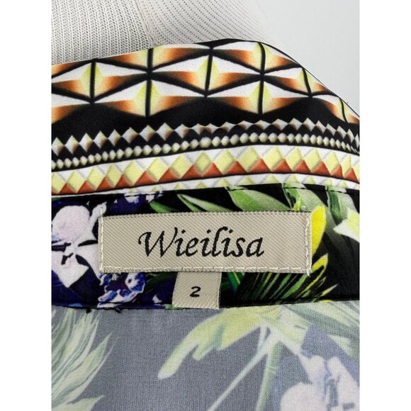 Vtg Y2K Wielisa 100% Silk Floral Button Down L/S Blouse | Quiet Luxury Resort XS - Picture 13 of 16